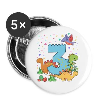 Herd Of Cute Dinosaurs 3rd Birthday 3 Years Old - Buttons large 2.2'' (5-pack) - white