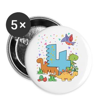 Herd Of Cute Dinosaurs 4th Birthday 4 Years Old - Buttons large 2.2'' (5-pack) - white