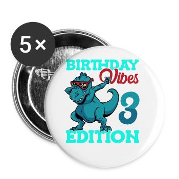 Birthday Vibes 3 Edition Dabbing Dinosaur 3rd - Buttons large 2.2'' (5-pack) - white