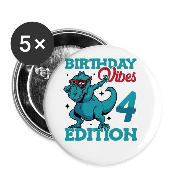 Birthday Vibes 4 Edition Dabbing Dinosaur 4th - Buttons large 2.2'' (5-pack) - white