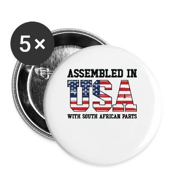 South African American Patriot USA Grown South - Buttons large 2.2'' (5-pack) - white