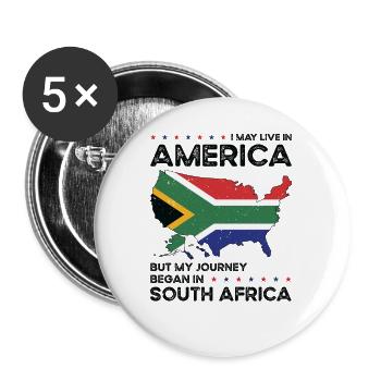 South African American Patriot USA Grown South - Buttons large 2.2'' (5-pack) - white