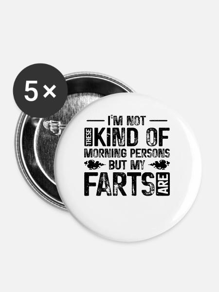 Fart Farting Crop Duster Dad Humor - Buttons large 2.2'' (5-pack) - white