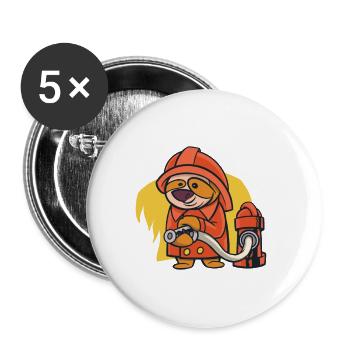 Fire Department Sloth Fireman - Buttons large 2.2'' (5-pack) - white