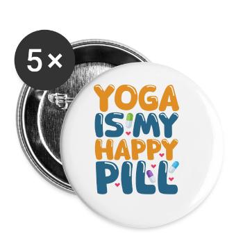 Yoga Is My Happy Pill - Buttons large 2.2'' (5-pack) - white