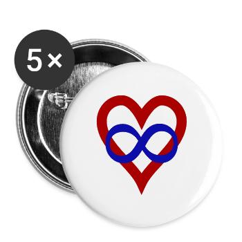 Polyamory Pride Heart - Buttons large 2.2'' (5-pack) - white
