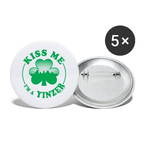 Kiss Me I'm a Yinzer (Green on White) - Buttons large 2.2'' (5-pack)