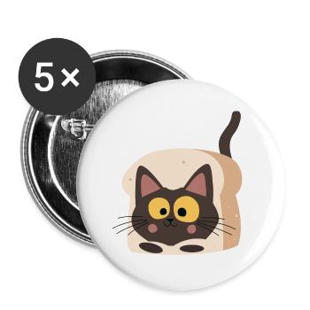 Cat Bread - Buttons large 2.2'' (5-pack) - white