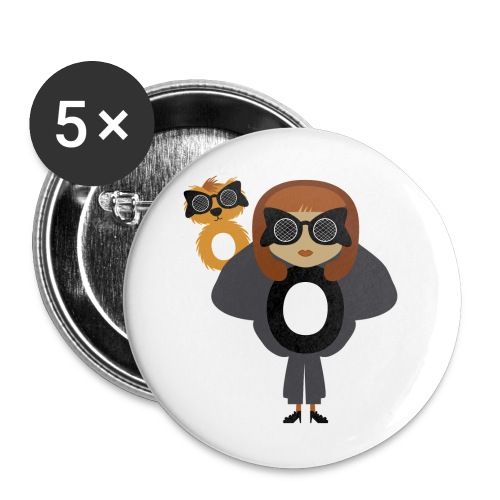 Alphabet letter O - Fashion Girl and Creature - Buttons large 2.2'' (5-pack)