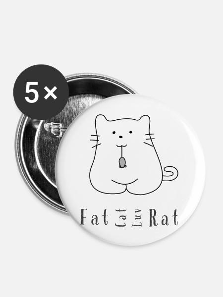 Fat Cat - Buttons large 2.2'' (5-pack) - white