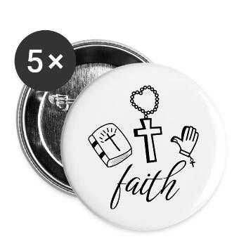 Faith, Religious, cross, Pray Pack - Buttons large 2.2'' (5-pack) - white