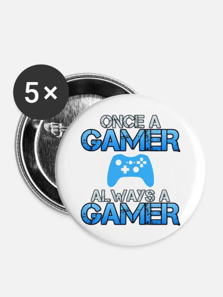 Once A Gamer, Always a Gamer! - Buttons large 2.2'' (5-pack) - white