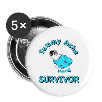 Tummy Ache Survivor - Buttons large 2.2'' (5-pack) - white