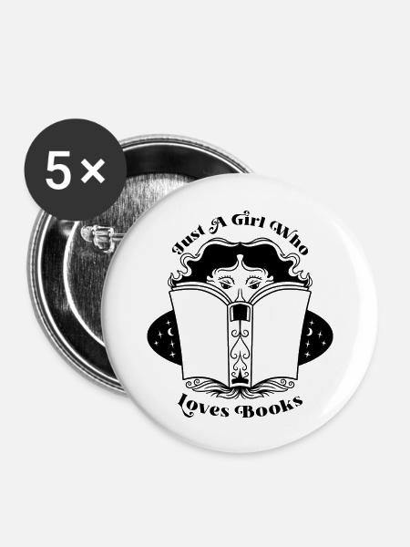 just a girl who loves books - Buttons large 2.2'' (5-pack) - white