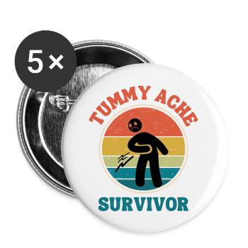 Tummy Ache Survivor - Buttons large 2.2'' (5-pack) - white