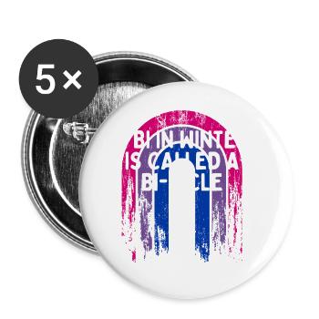 Bi in Winter Is a Bi-cicle Bisexual Pun Bi Pride - Buttons large 2.2'' (5-pack) - white