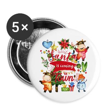 Santa Is Coming To Town - Cute Cows Holiday Party - Buttons large 2.2'' (5-pack) - white