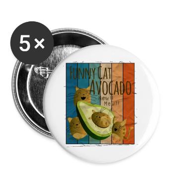 Funny Cat Avocado - Buttons large 2.2'' (5-pack) - white