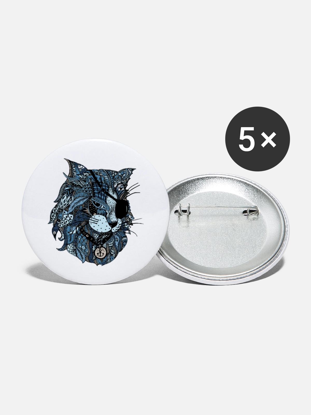 blue cat - Buttons large 2.2'' (5-pack) - white