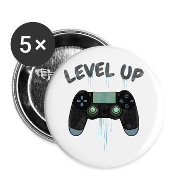 Level Up Video Game - Buttons large 2.2'' (5-pack) - white