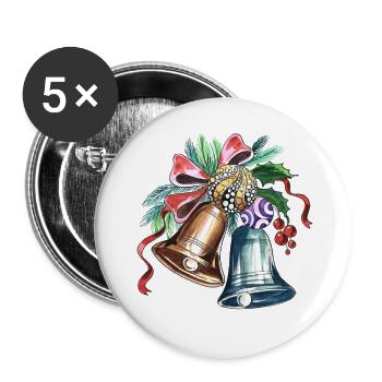 Christmas Bell Decorative - Buttons large 2.2'' (5-pack) - white
