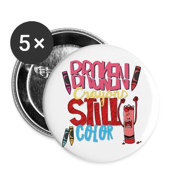 Broken Crayond Still Color - Buttons large 2.2'' (5-pack) - white