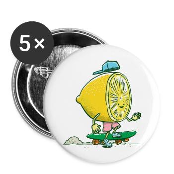 The Lemon Skater - Buttons large 2.2'' (5-pack) - white