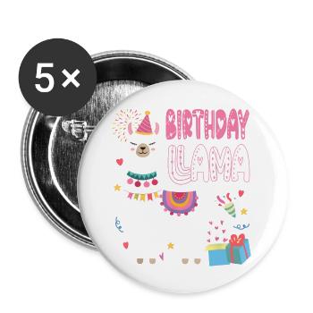 Birthday Llama Girl Birthday Party Llama Birthday - Buttons large 2.2'' (5-pack) - white