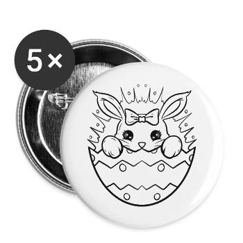 Cute Girl Bunny In Easter Egg As Color In Easter - Buttons large 2.2'' (5-pack) - white