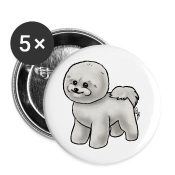 Dog Bichon Frise White And Buff Show Cut - Buttons large 2.2'' (5-pack) - white