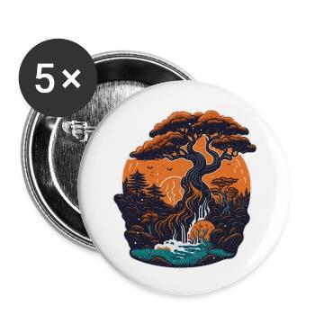 Retro Bonsai Gardener Nature Bonsai Tree Lover - Buttons large 2.2'' (5-pack) - white