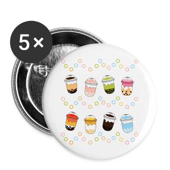 Cute Bubble Tea - Buttons large 2.2'' (5-pack) - white