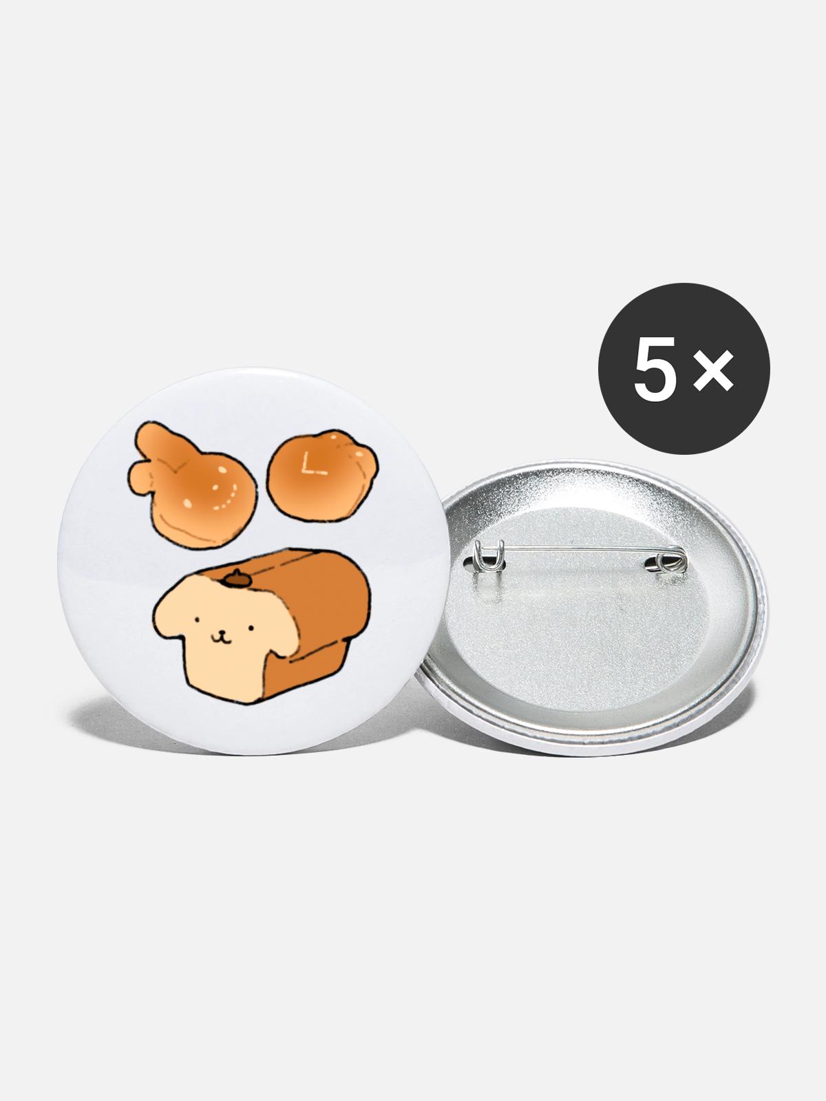 Bread Friends - Buttons large 2.2'' (5-pack) - white