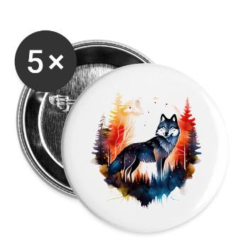 Wolf Pine Trees Full Moon - Buttons large 2.2'' (5-pack) - white