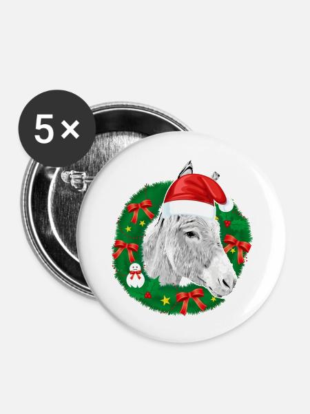 Donkey Lover Christmas Farm Animal - Buttons large 2.2'' (5-pack) - white