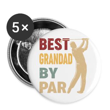 Best Grandad By Par Funny Golf Vintage - Buttons large 2.2'' (5-pack) - white