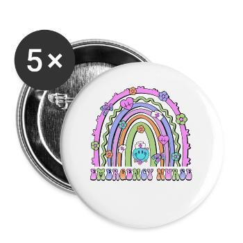 Emergency Nurse rainbow - Buttons large 2.2'' (5-pack) - white