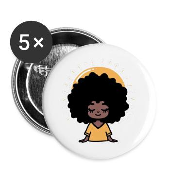 Cute black girl with afro - Buttons large 2.2'' (5-pack) - white