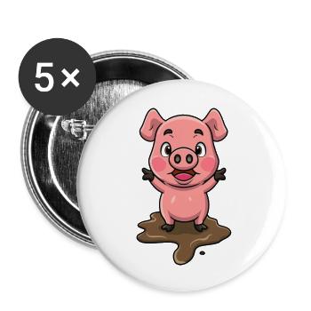 Cute pig in a mud - Buttons large 2.2'' (5-pack) - white