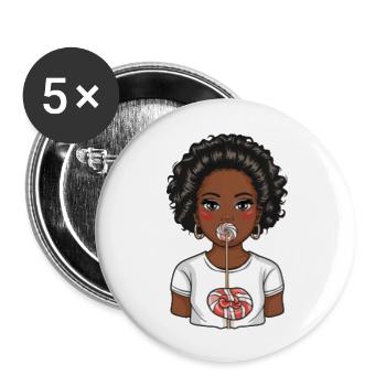 Black girl, black girl magic, cute black girl - Buttons large 2.2'' (5-pack) - white