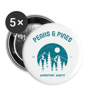 Peaks and Pines Adventure Awaits - Buttons large 2.2'' (5-pack) - white