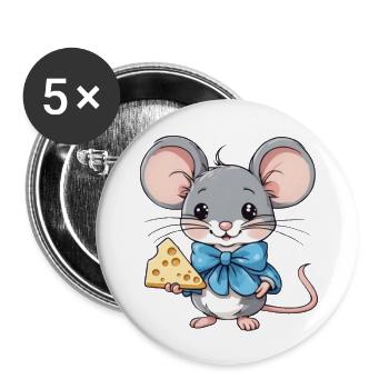 Cute mouse cheese - Buttons large 2.2'' (5-pack) - white