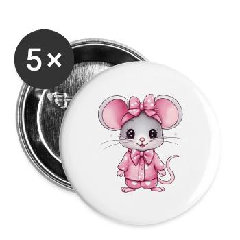 Cute mouse - Buttons large 2.2'' (5-pack) - white
