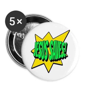 Jesus Saves - Buttons large 2.2'' (5-pack) - white