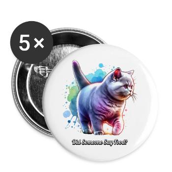 Russian Blue Cat: Did Someone Say Food? - Buttons large 2.2'' (5-pack) - white