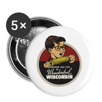 Vintage Wisconsin Corny Tourist Kid - Buttons large 2.2'' (5-pack) - white