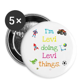 Levi Kids Cartoon Personalized - Buttons large 2.2'' (5-pack) - white