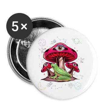 Kidcore Clothes Weirdcore Mushroom - Buttons large 2.2'' (5-pack) - white