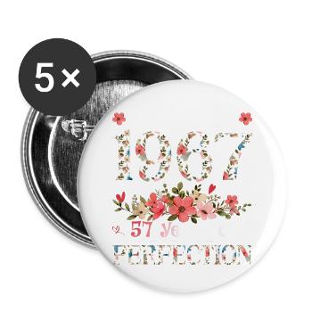 Funny Floral Birthday Gifts - Buttons large 2.2'' (5-pack) - white