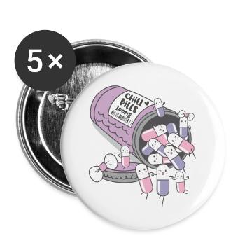 chill pills cute pills cartoon - Buttons large 2.2'' (5-pack) - white